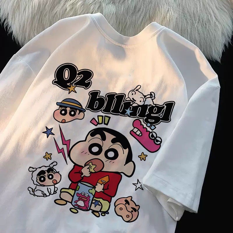 Summer Clothing Images - 2026 夏コミックフォームクレヨンしんちゃんイメージ綿 100% プリントオーバーサイズカジュアル Tシャツ大人子供親子トップ Y2k。