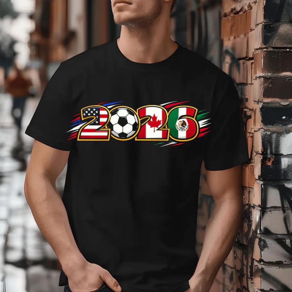 Summer Clothing Canada - 2026 米国カナダメキシコサッカーグラフィック男性女性綿 Tシャツ北米サッカーファンへの完璧なギフト夏の男性服