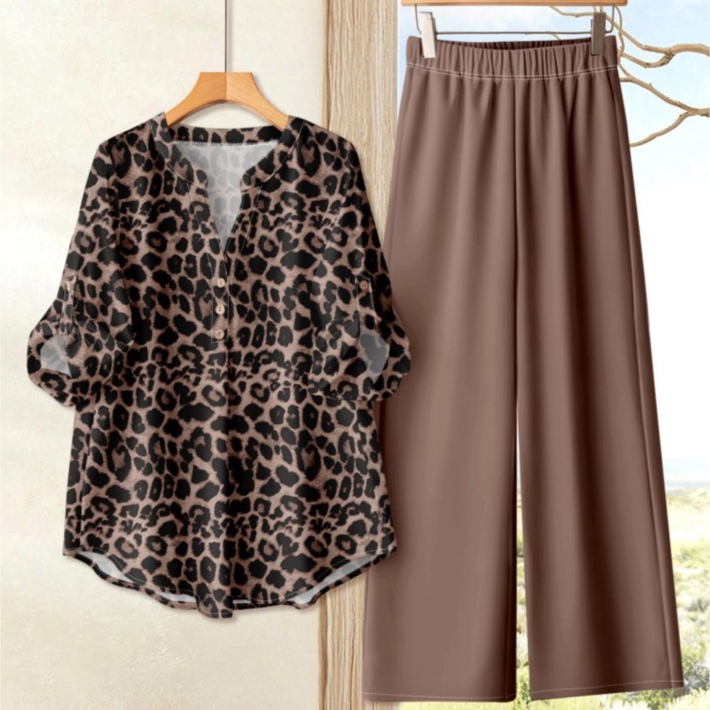 Zara Summer Clothing For Women - カジュアルなOネックプリント半袖シャツとワイドレッグパンツの2点セット、春夏ルーズフィットホームウェア、女性用スーツ