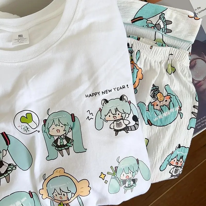 Japan Summer Festival Clothing - 新しい初音ミクパジャマ夏純綿ラウンドネックショーツショーツパンツミクかわいいカジュアルホームウェアフェスティバルギフト卸売