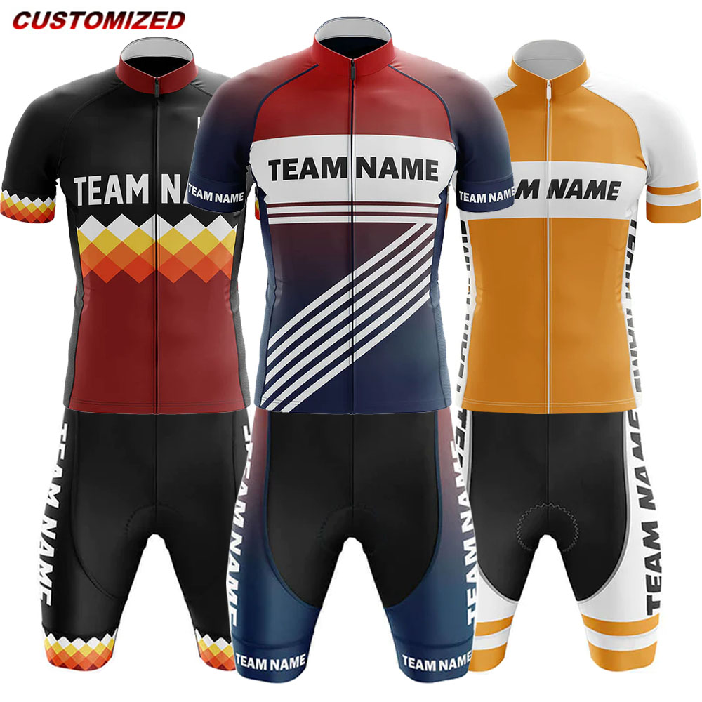 Summer Clothing Name - 男性用のカスタマイズされたチーム名のサイクリングジャージーセット、半袖、自転車服、自転車シャツ、アウトドアスポーツ、自転車、4