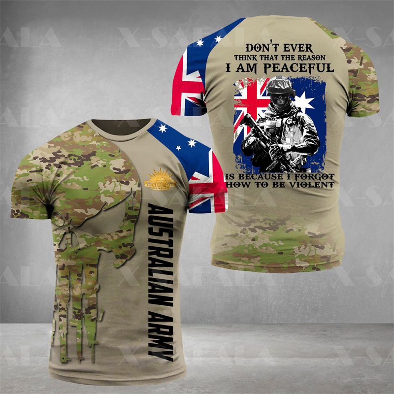 Summer Clothing Australia - メンズaustraliaアーミーミリタリースカルTシャツ、グラスウェア、兵士の森、カモフラージュTシャツ、衣類、aussieフラグ