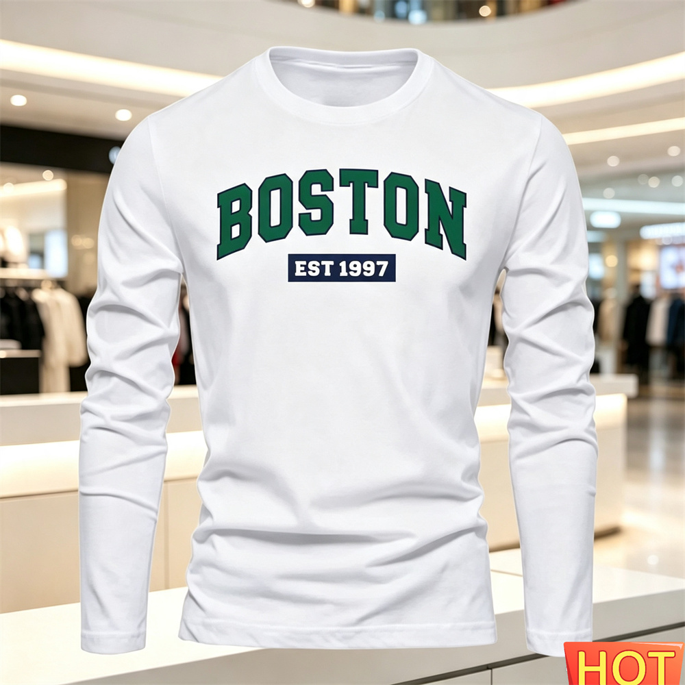 Summer Clothing Guys - 秋夏メンズ長袖 Tシャツレターパターンラウンドネック Tシャツ多用途 Tシャツファッション男性 y2k 服ルーズトップス