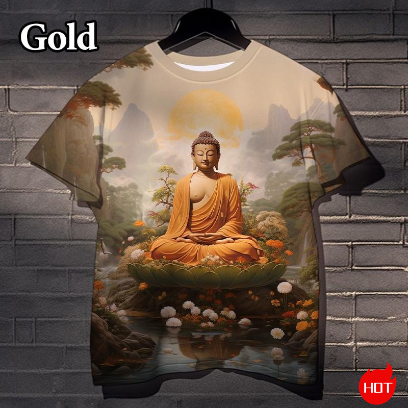 Summer Clothing India - 男性用原宿3D仏教徒プリントTシャツ,サカムニ仏教Tシャツ,古代インドのスピリチュアルトーテム,子供用ストリートウェア,ファッションウェア