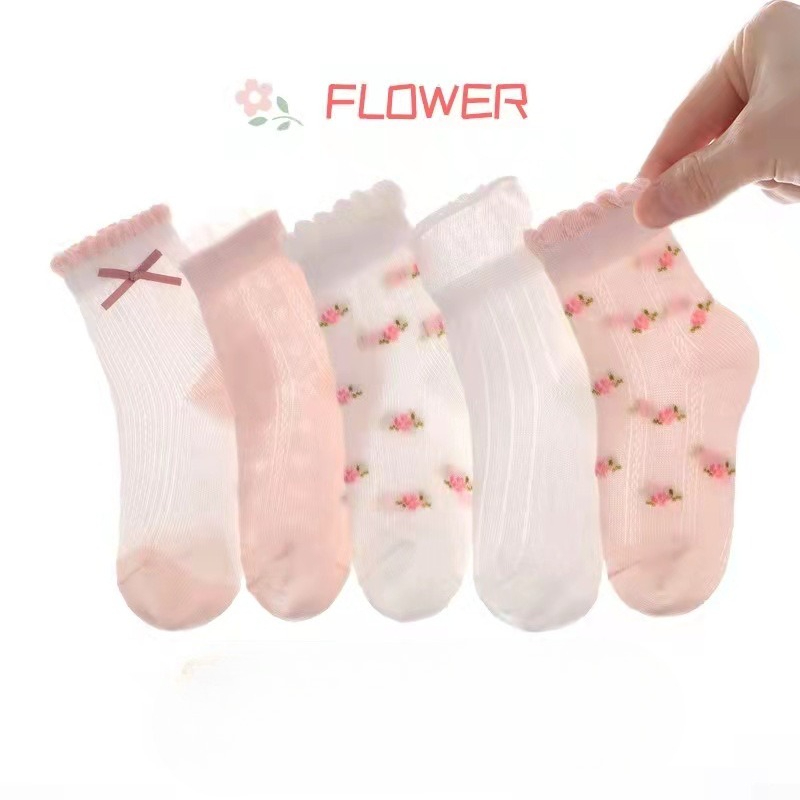 Summer Clothing Baby Girl - 女の子の靴下かわいい花柄子供靴下 5 ペア/ロット春夏綿子供用ベビー少女服アクセサリー