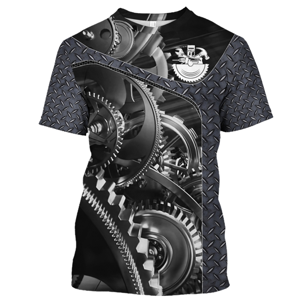 Summer Clothing Name - メンズ3DメカニックプリントTシャツ,特大セーター,ストリートウェア,パーソナライズされた名前,カジュアルでヴィンテージ,5XL,夏