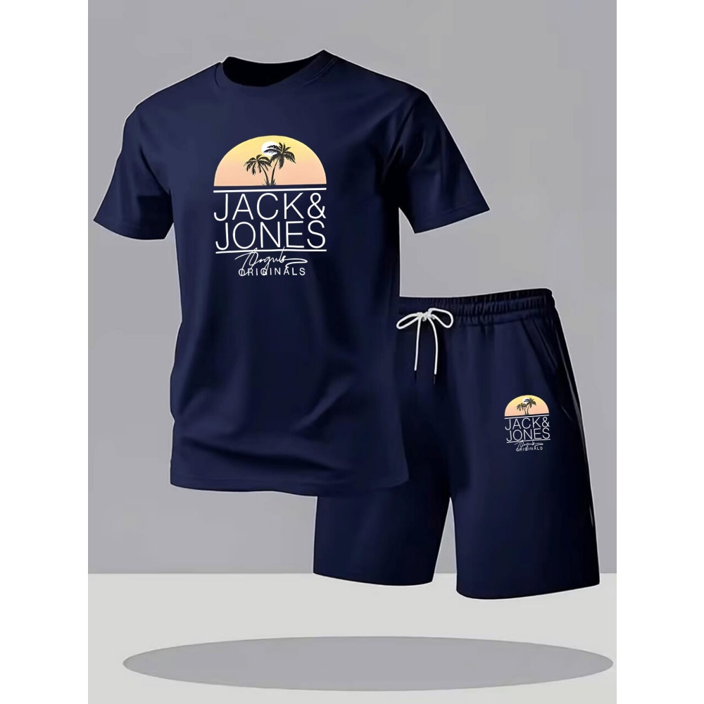 Summer Clothing Guys - メンズフィットネス Tシャツセット通気性速乾半袖 + スポーツショーツ夏カジュアルラウンドネックスーツホットセールストリート