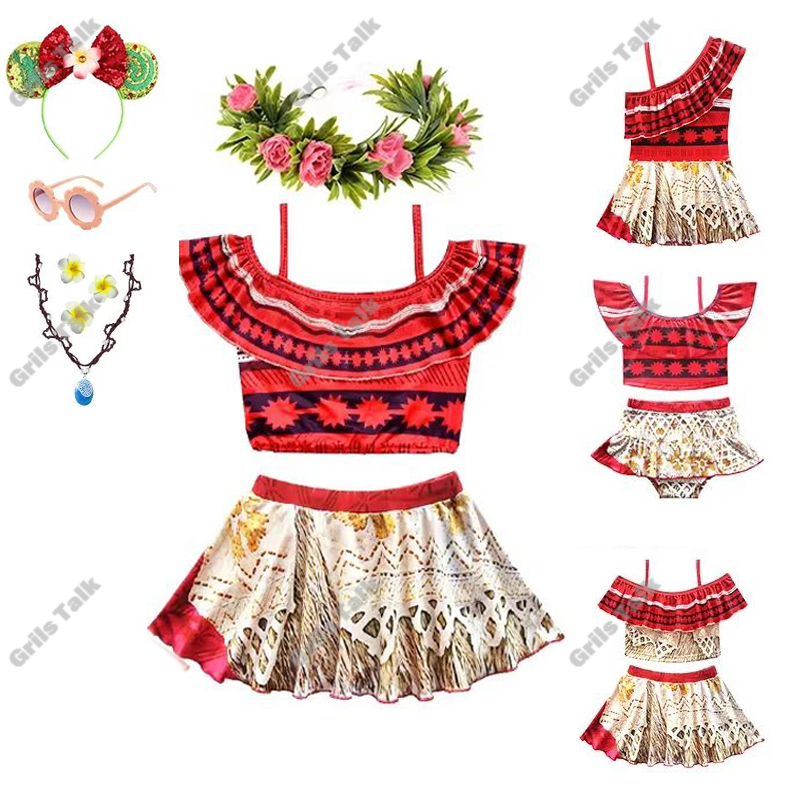 Summer Clothing Girl - 夏の妖精プリンセスモアナコスプレ水着女の子水着水着女の子ビーチビキニパーティー服子供バス服セット