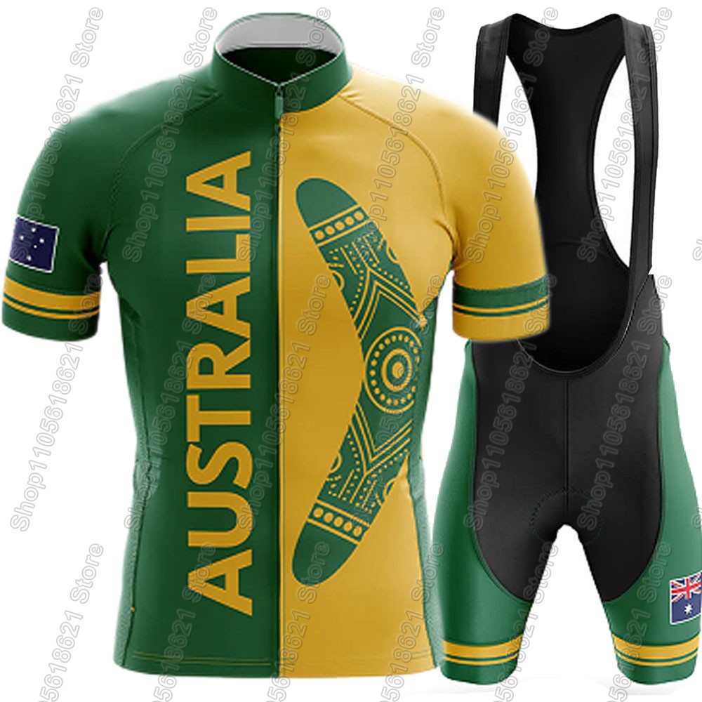 Summer Clothing Australia - オーストラリア代表チームサイクリングジャージ 2026 セット男性自転車服ロードバイクシャツスーツ自転車ビブショーツ MTB Ropa Maillot