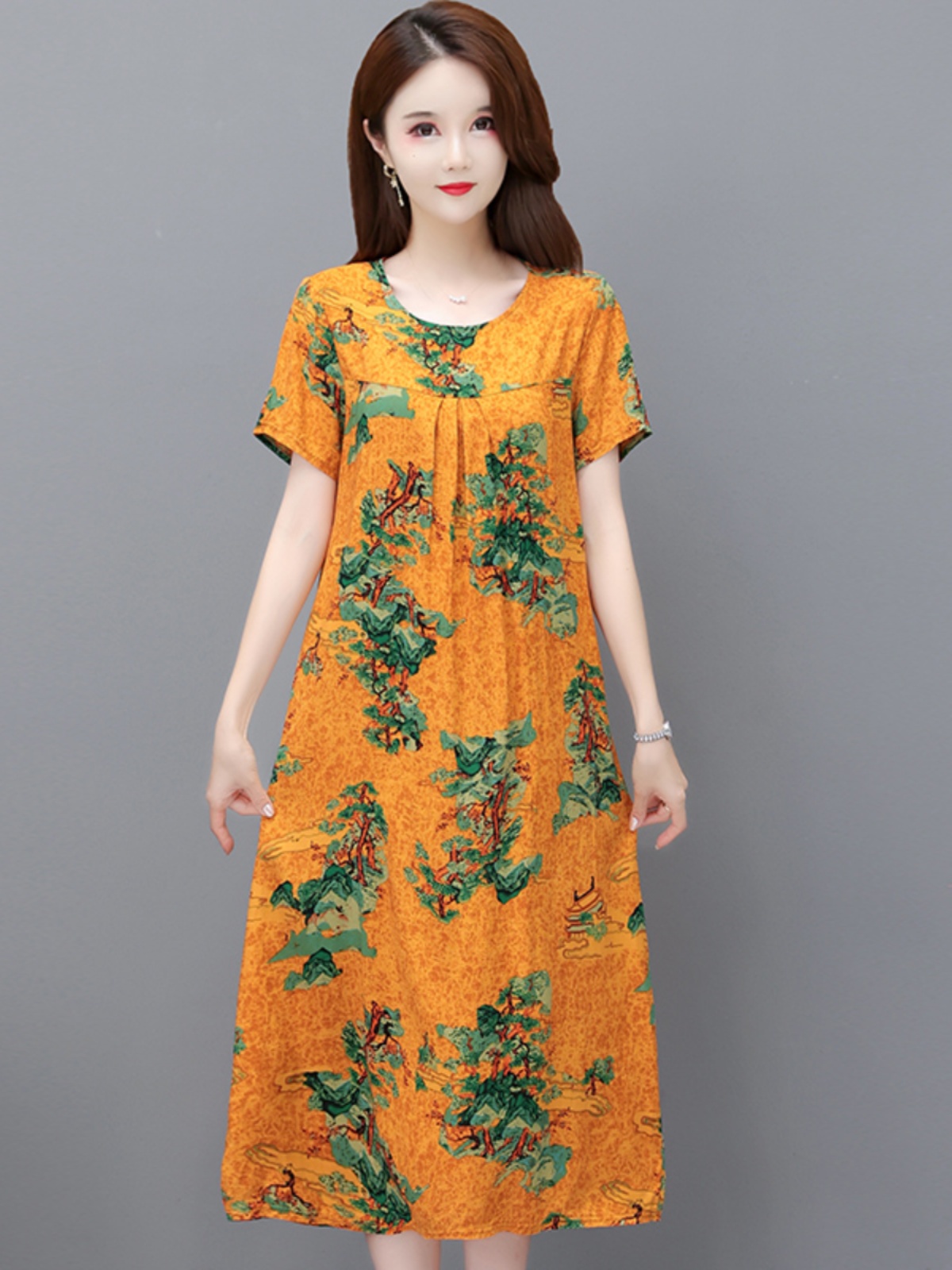 Summer Clothing Over 60 - プラスサイズ 夏の新作 ゆったりワンピース 花柄 体型カバー スリミング