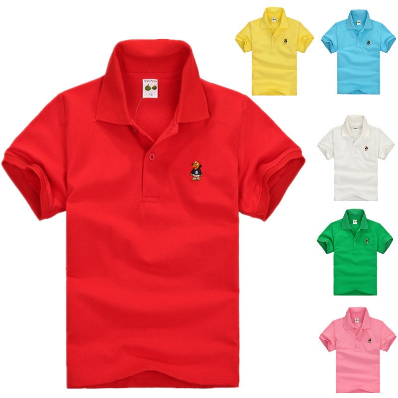 Summer Clothing For Baby Boy - 3〜14歳の女の子向けの無地の半袖ポロシャツ,10代の女の子向けの服,幼児向けの服