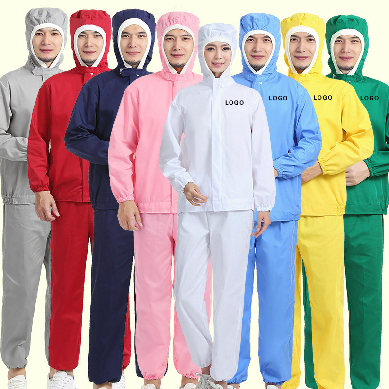 Summer Clothing Name - 男性と女性のワークショップの作業服プリントロゴ夏の薄い通気性のある食品電子工場分割衣類カスタム名