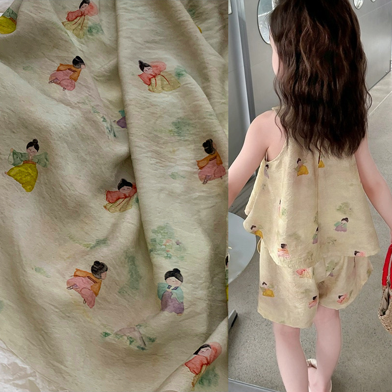 Summer Clothing Fabric - かわいいプリント生地 DIY 夏服パンツシャツドレス、 142 センチメートル白 110