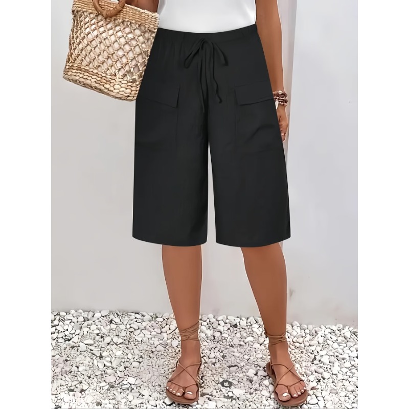 Summer Clothing For Plus Size Women - プラスサイズ 1XL-5XL 新しい女性のカジュアル 5 点ショーツポケット偽巾着女性服ビーチショーツ