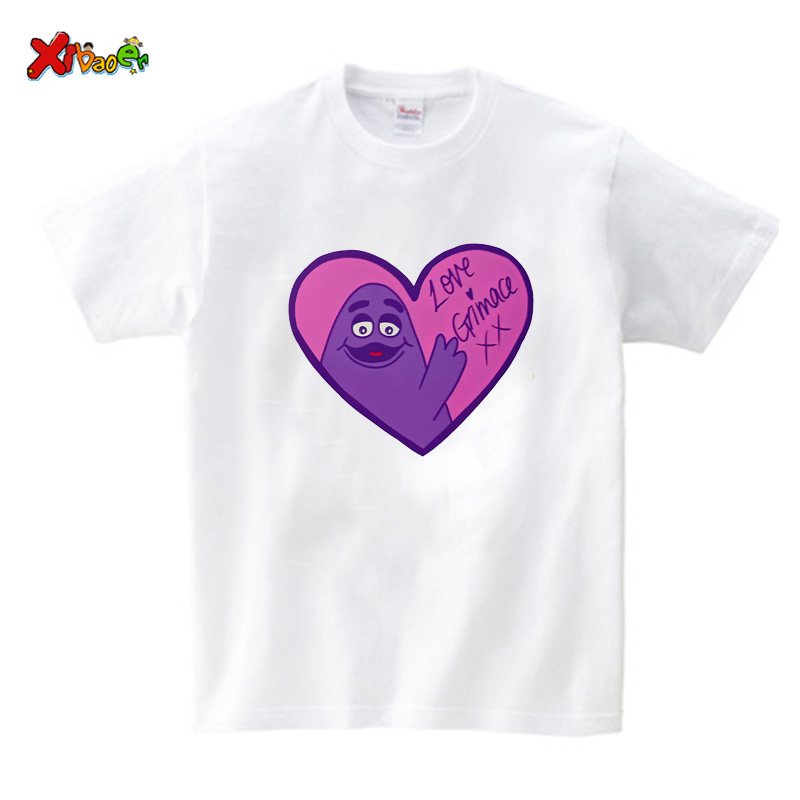Summer Clothing Images - パーティー Tシャツ GRIMACE 誕生日 Tシャツ男の子女の子半袖 Tシャツキッズカジュアルパーティーシャツ漫画画像