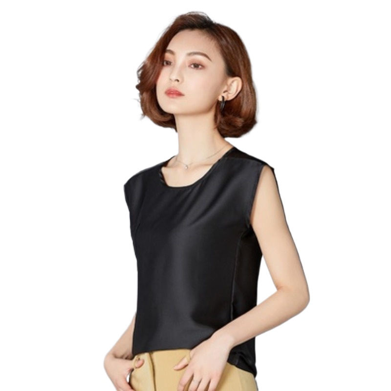Summer Clothing For Plus Size Women - セクシーなシルクベスト女性ノースリーブトップ夏無地ブラウスシャツプラスサイズ