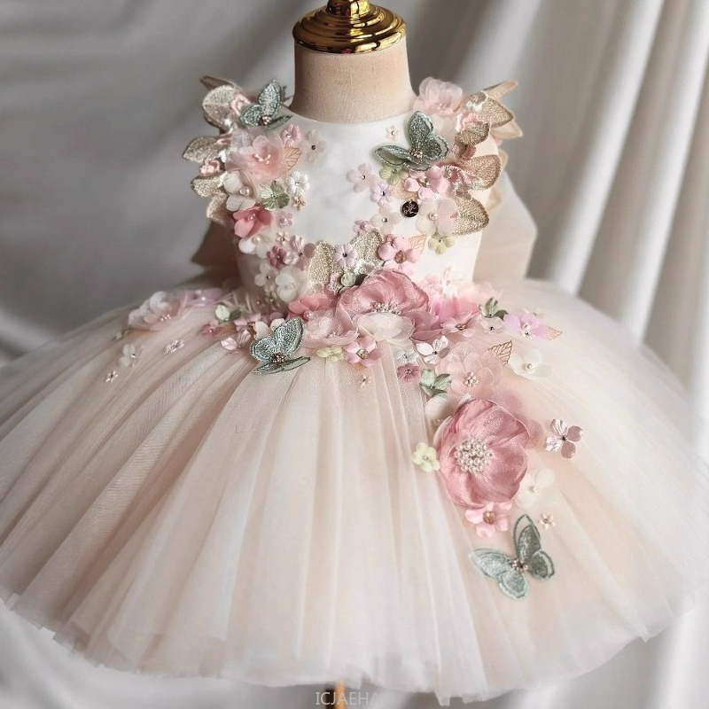 Summer Clothing Baby Girl - 結婚式のドレス夏子供女の子最初の誕生日花柄プリンセスガウン衣装フラワードレス服服ベビーキッズ服