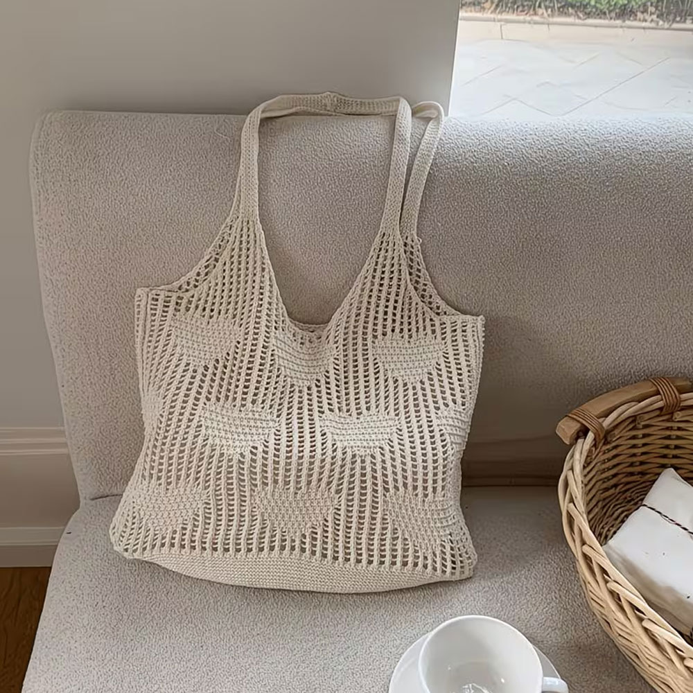 Beach Bag Straw - 女性用手編みストローハンドバッグ - 大容量ビーチショルダーバッグ（ストラップ付き）、休暇、カジュアルな日常使いに最適、手洗い可能