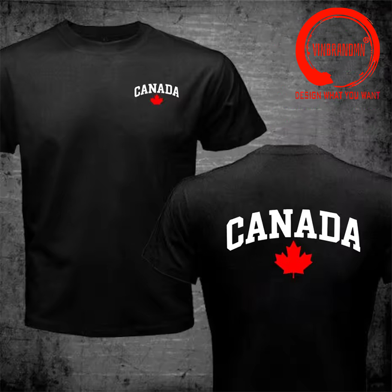 Summer Clothing Canada - カナダレタープリントファッションデザイン綿 100% Tシャツクラシック半袖トレンディカジュアル服スタイリッシュなトップス Tシャツ