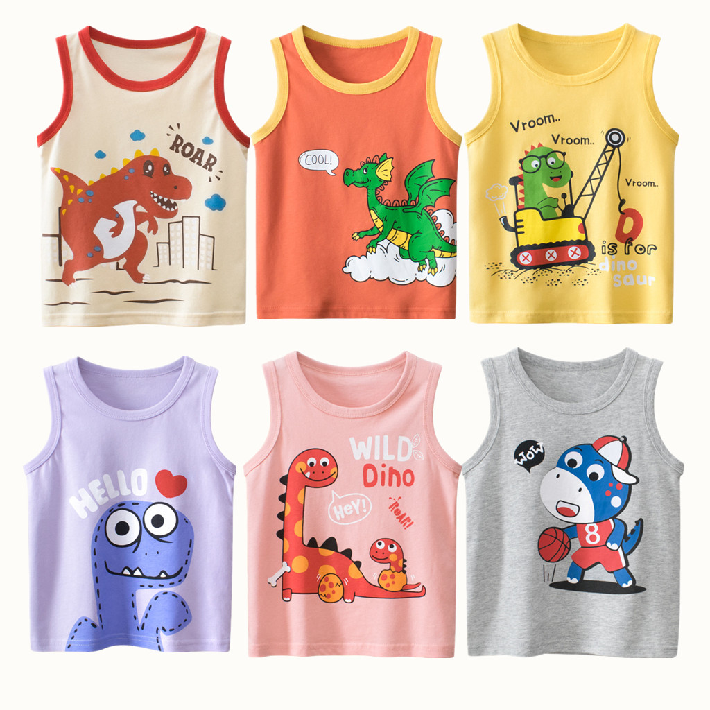 Summer Clothing For Baby Boy - 子供用Tシャツ,男の子と女の子用のカジュアルスポーツウェア,綿2023,恐竜の漫画,ベビーファッション100%