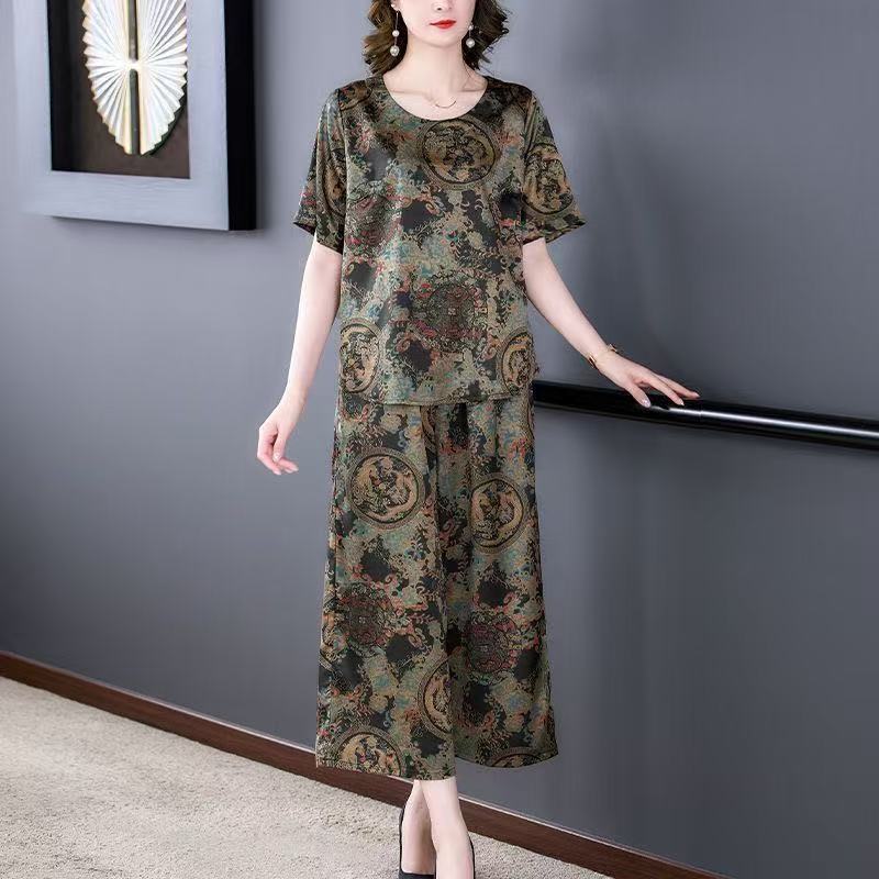 婦人服中高年夏薄いレトロスーツルーズ新しい弾性ホームウェアア - Summer Clothing Wear のレビューと価格