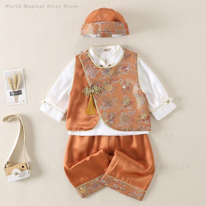 春夏ベビー唐服子供男の子女の子百日一歳衣装中国風東洋漢服写真 - Summer Clothing Baby Girl のレビューと価格
