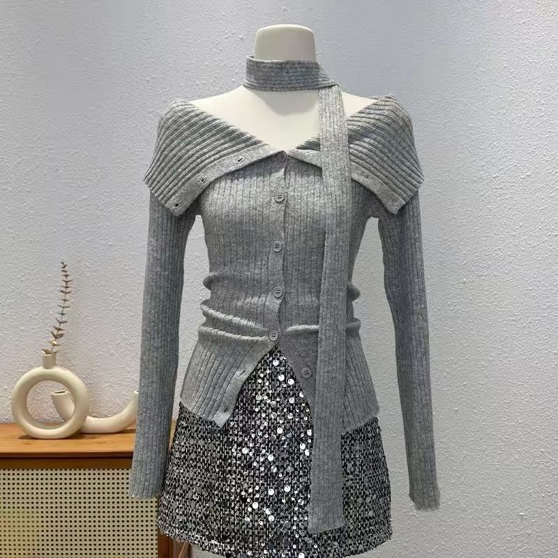 Y2K 韓国セーターターンダウン襟カジュアル女性長袖ニットジ - Summer Jumper Clothing のレビューと価格