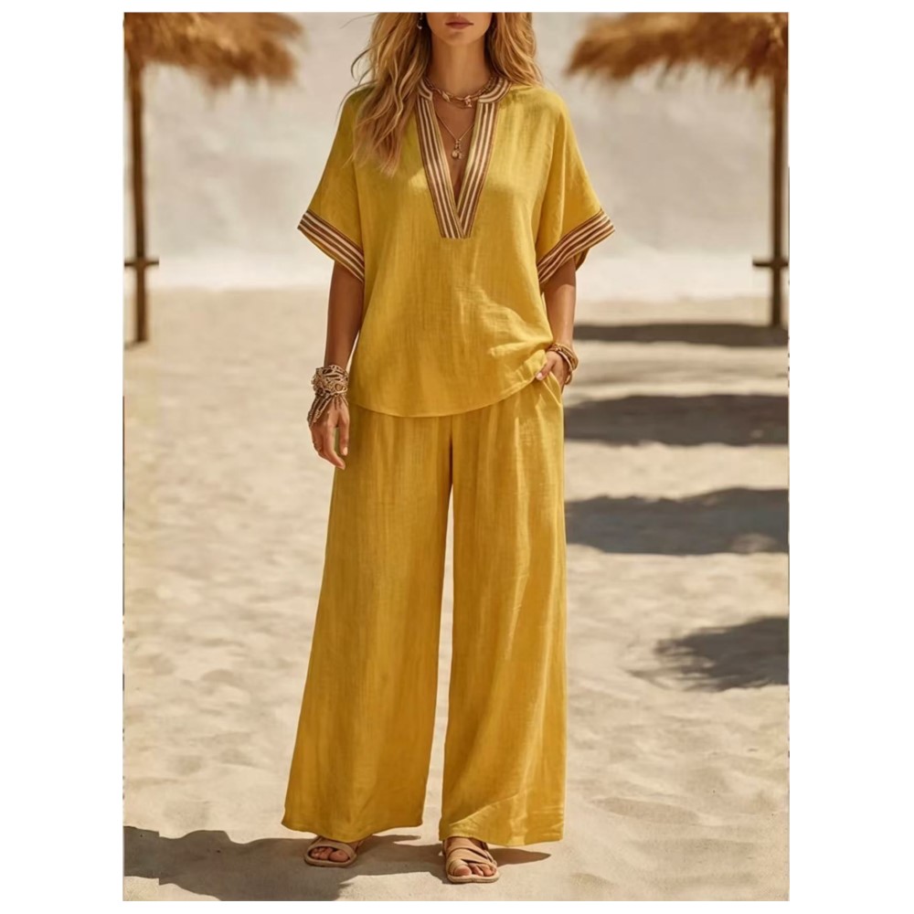 新しいファッションストライプ半袖 V ネック Tシャツズボン - Zara Summer Clothing For Women のレビューと価格