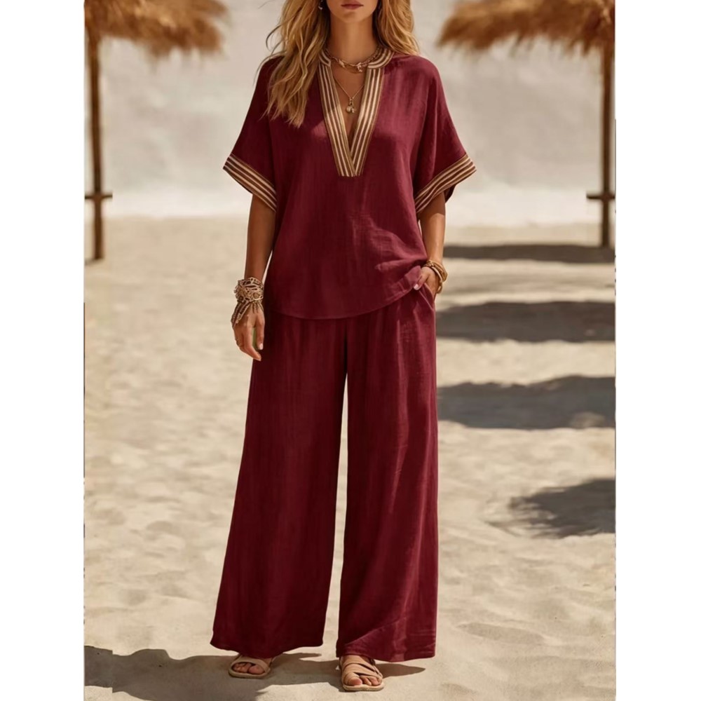 新しいファッションストライプ半袖 V ネック Tシャツズボン - Zara Summer Clothing For Women のレビューと価格