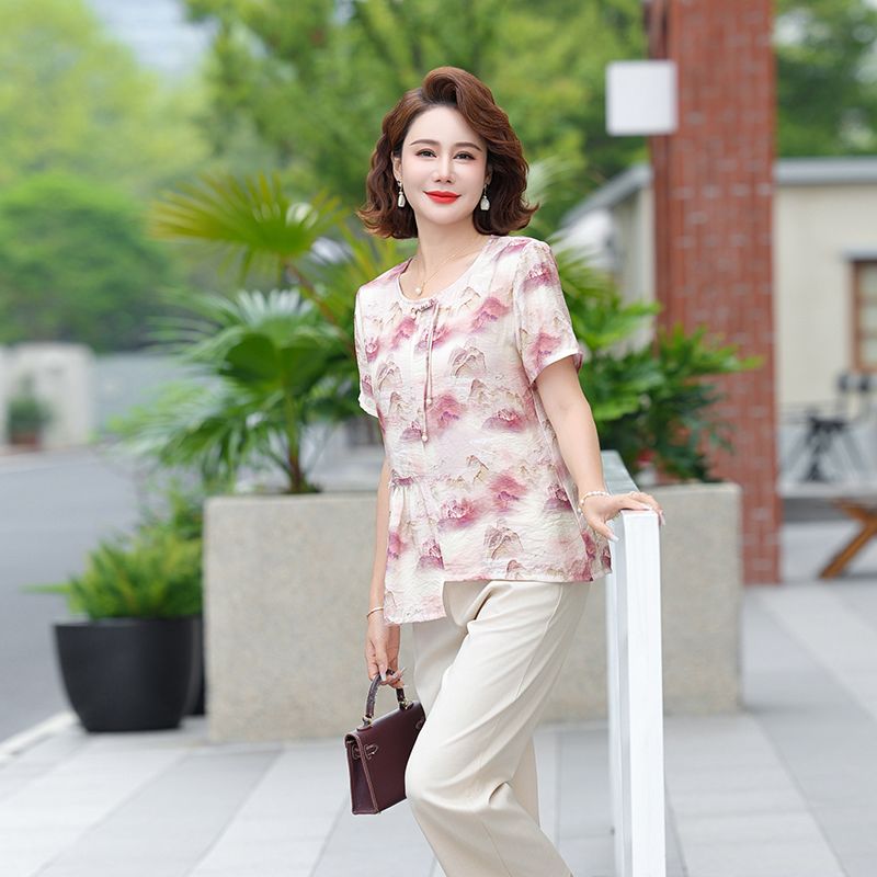 成熟した女性の夏のファッション、ゆったりとした半袖シフォント - Summer Clothing Over 60 のレビューと価格