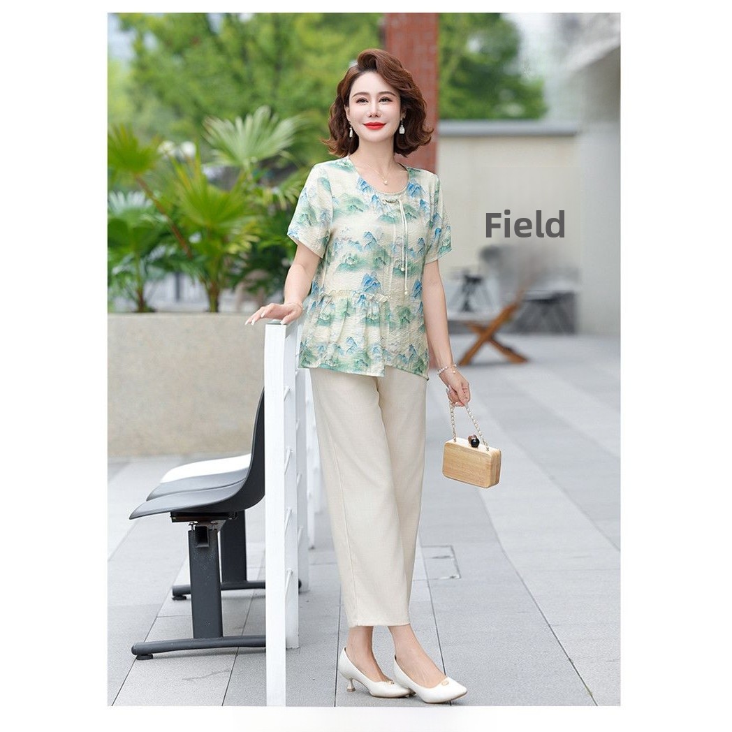 成熟した女性の夏のファッション、ゆったりとした半袖シフォント - Summer Clothing Over 60 のレビューと価格
