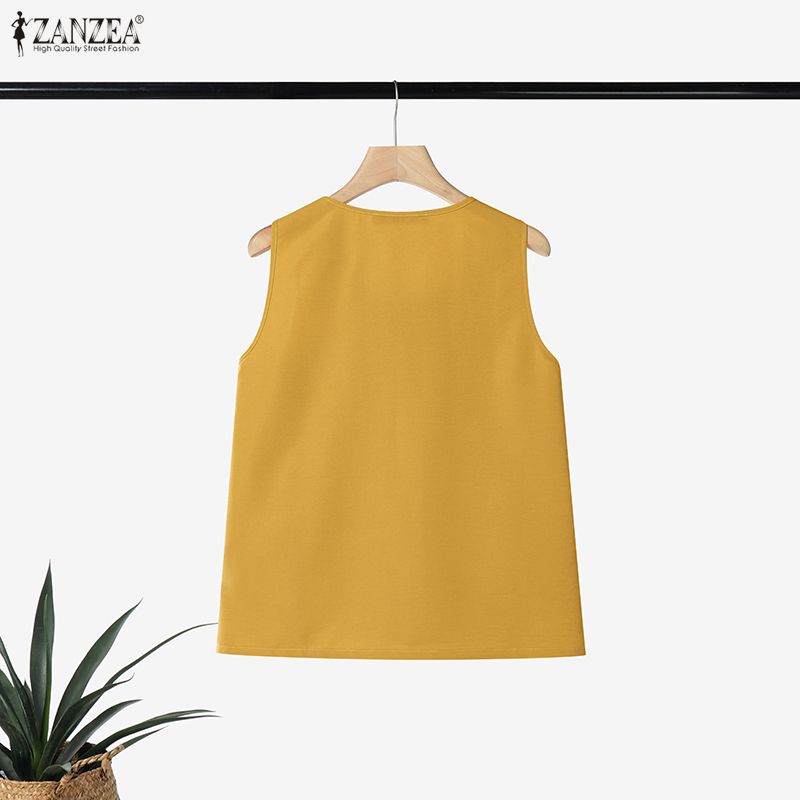 ZANZEA プラスサイズ 5XL 女性ピンタックタンクトッ - Summer Clothing For Plus Size Women のレビューと価格