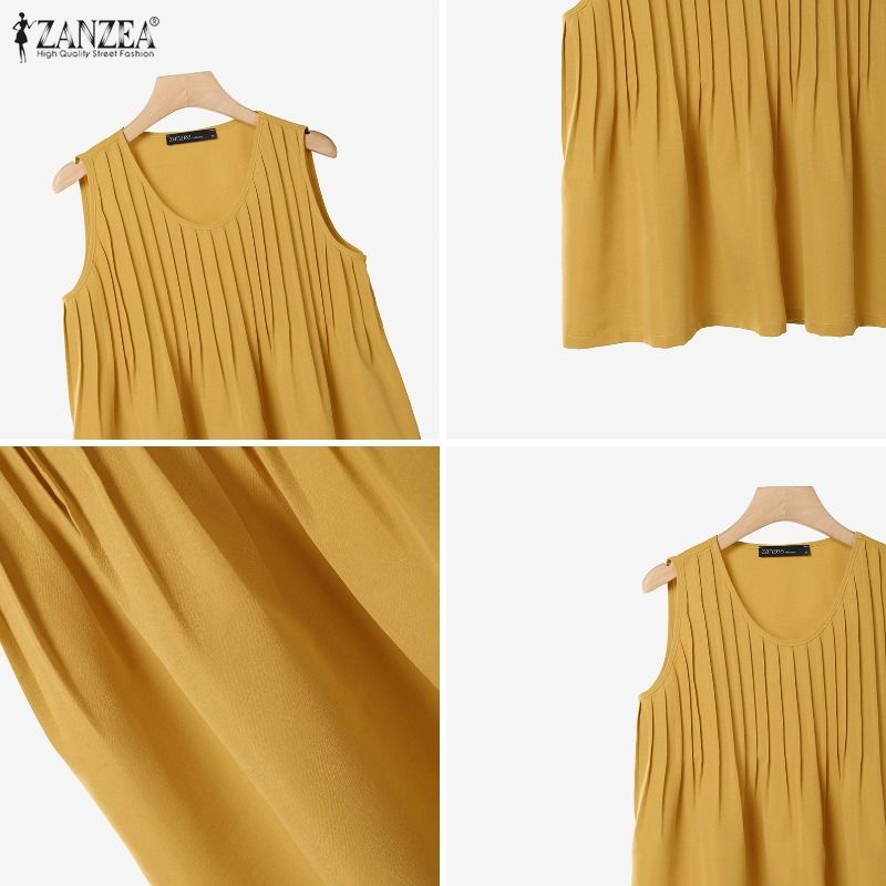ZANZEA プラスサイズ 5XL 女性ピンタックタンクトッ - Summer Clothing For Plus Size Women のレビューと価格