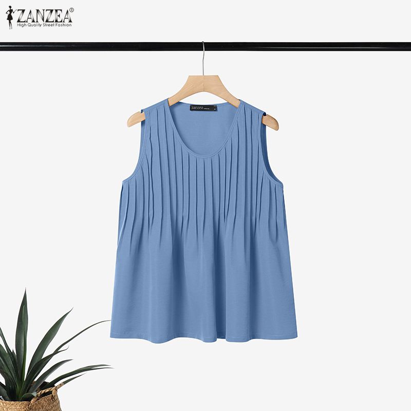 ZANZEA プラスサイズ 5XL 女性ピンタックタンクトッ - Summer Clothing For Plus Size Women のレビューと価格