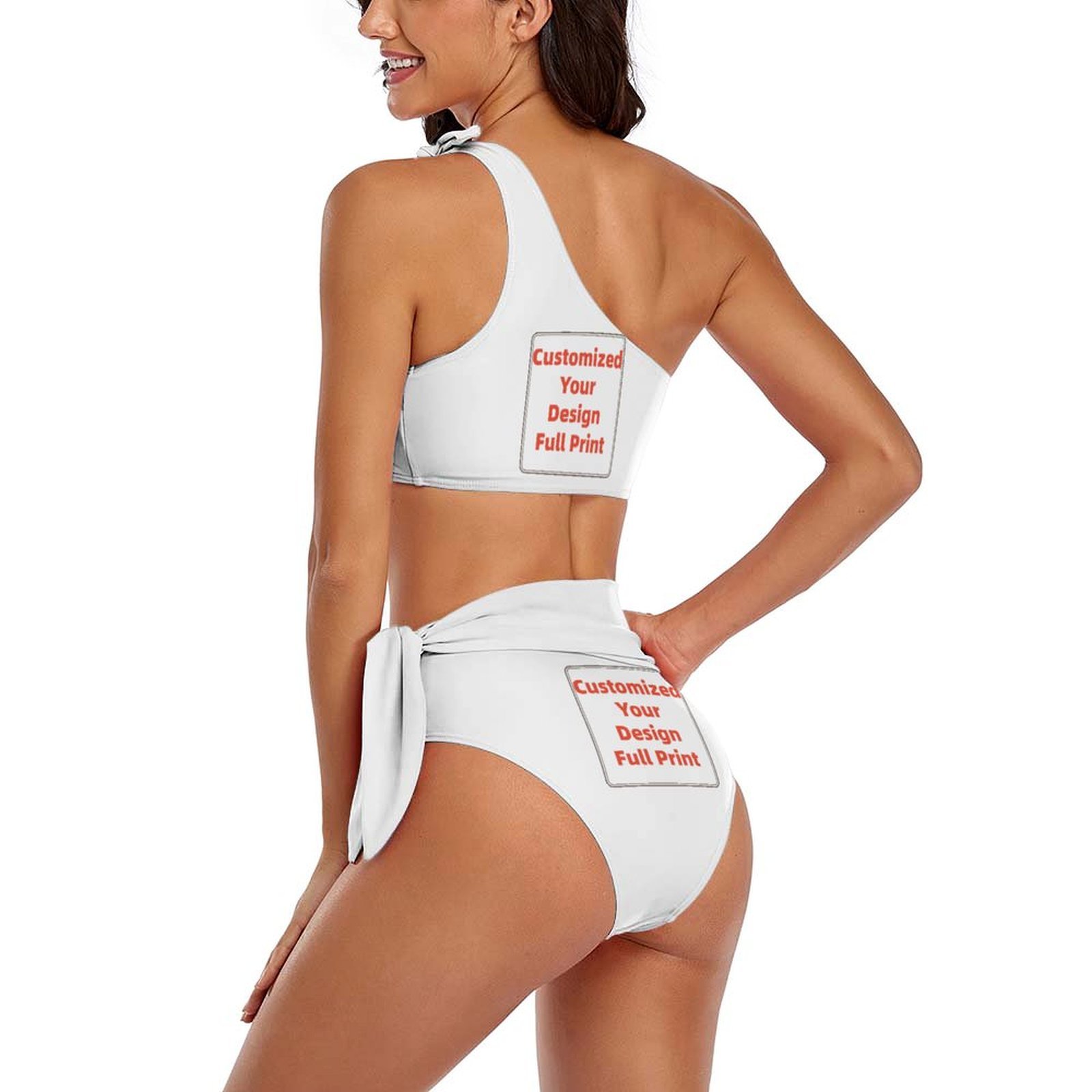 カスタマイズ可能な女性用ワンショルダーハイウエストビキニセッ - Swimsuit One Piece のレビューと価格