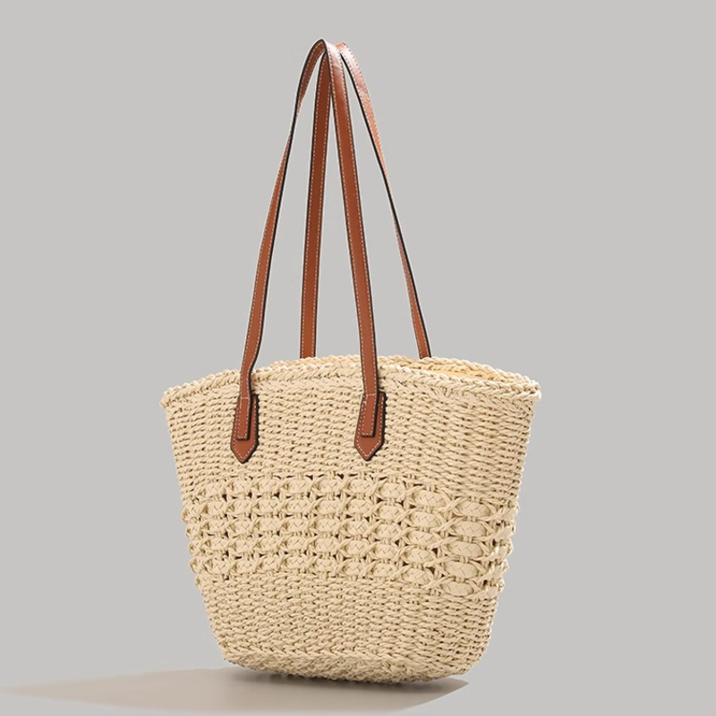 特大折りたたみ式ストロー製トートバッグ 夏の旅行用 防水ビー - Beach Bag Straw のレビューと価格