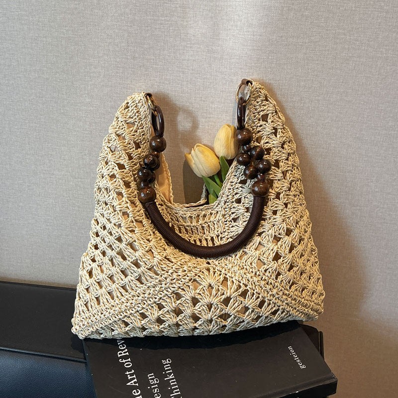 ビーチバケーションスタイル 大容量 ストロー織り ショルダー - Beach Bag Straw のレビューと価格