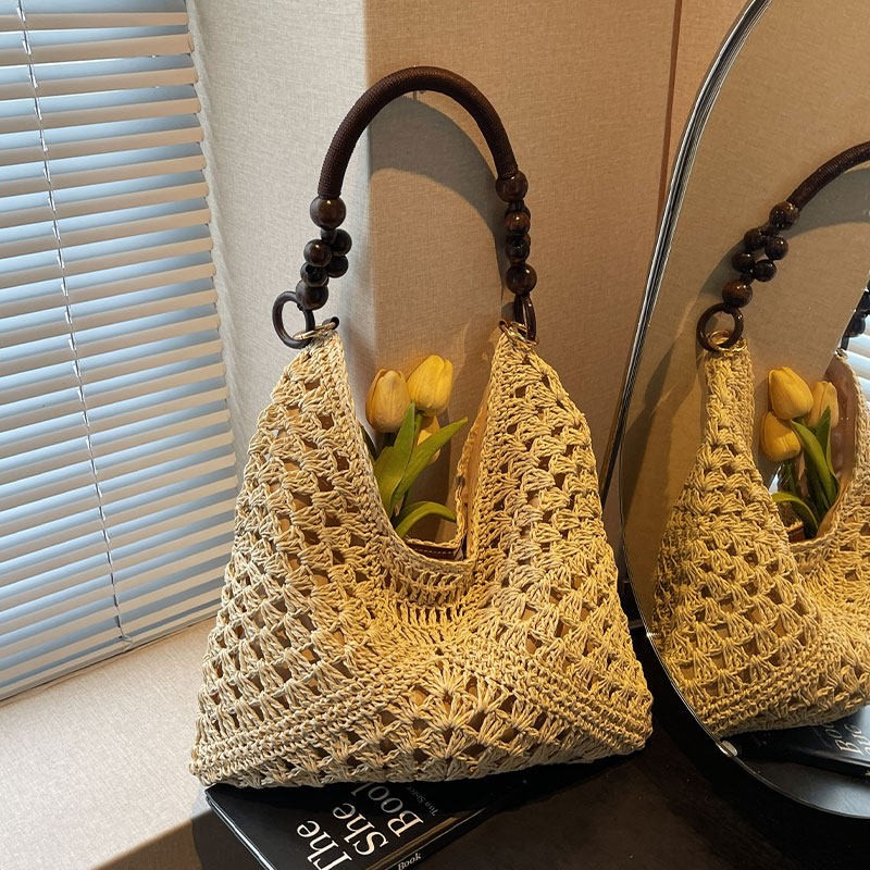 ビーチバケーションスタイル 大容量 ストロー織り ショルダー - Beach Bag Straw のレビューと価格