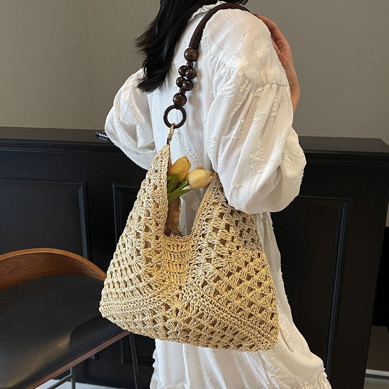 ビーチバケーションスタイル 大容量 ストロー織り ショルダー - Beach Bag Straw のレビューと価格