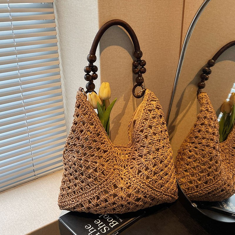 ビーチバケーションスタイル 大容量 ストロー織り ショルダー - Beach Bag Straw のレビューと価格