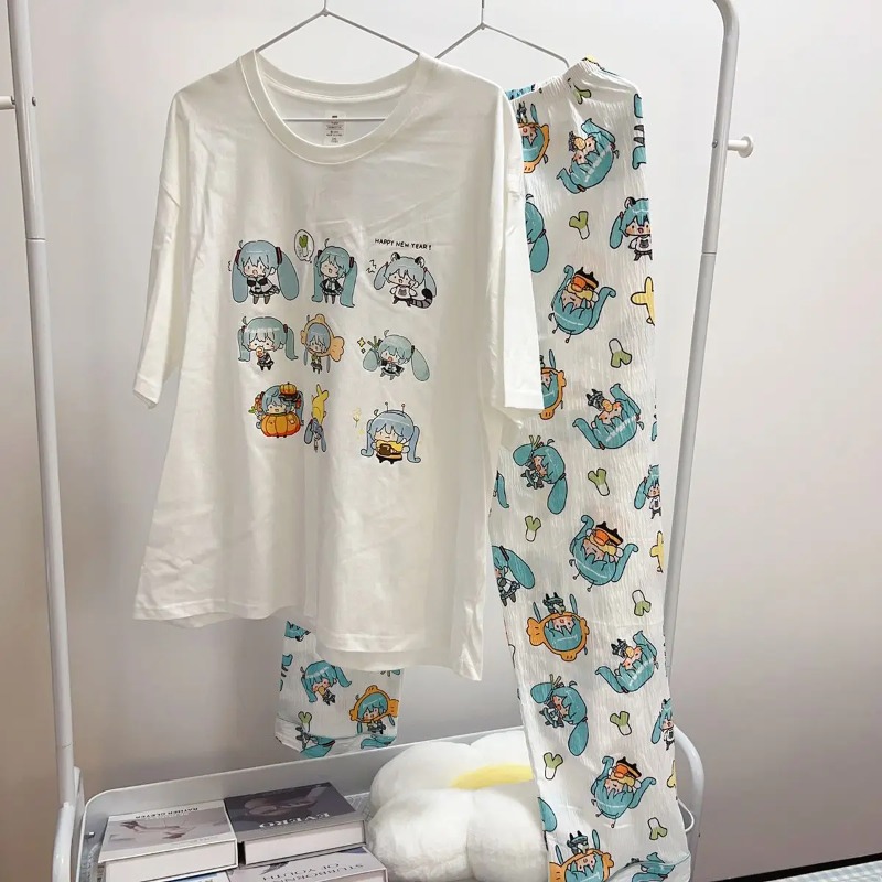 新しい初音ミクパジャマ夏純綿ラウンドネックショーツショーツパ - Japan Summer Festival Clothing のレビューと価格