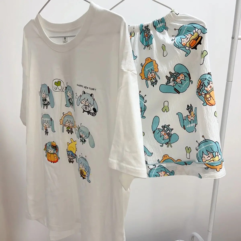 新しい初音ミクパジャマ夏純綿ラウンドネックショーツショーツパ - Japan Summer Festival Clothing のレビューと価格