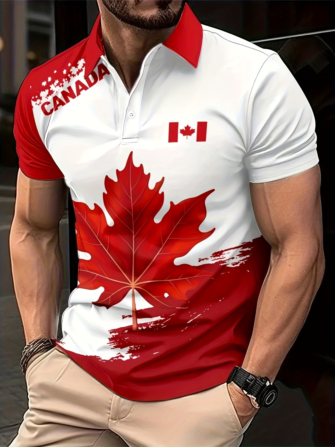 ファッションメープルリーフスカナダ国旗メンズポロ Tシャツ夏 - Summer Clothing Canada のレビューと価格