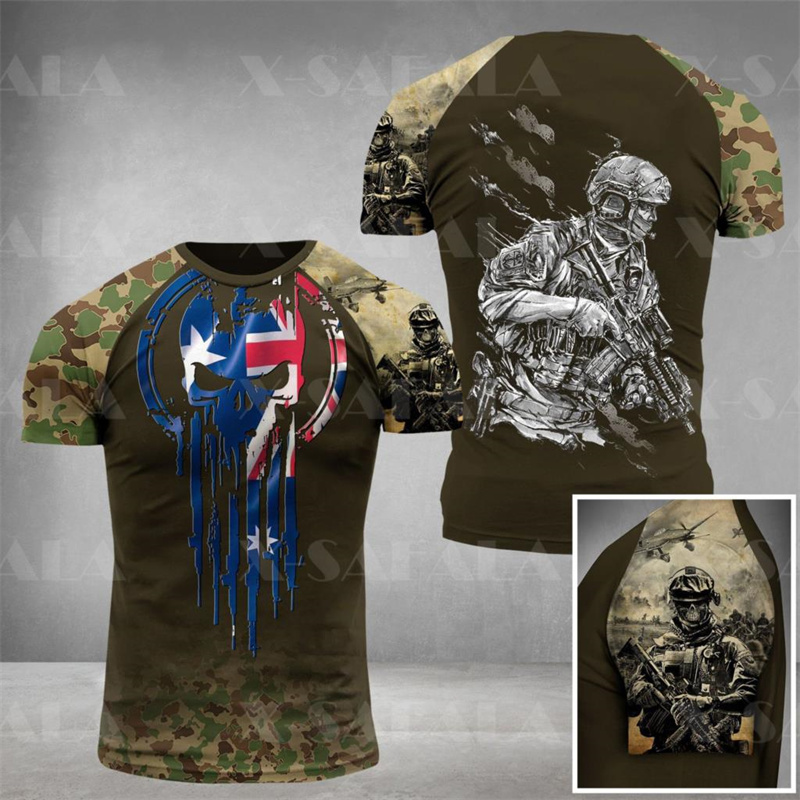 メンズaustraliaアーミーミリタリースカルTシャツ、グ - Summer Clothing Australia のレビューと価格