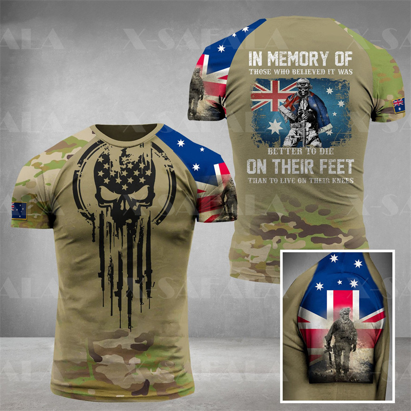 メンズaustraliaアーミーミリタリースカルTシャツ、グ - Summer Clothing Australia のレビューと価格