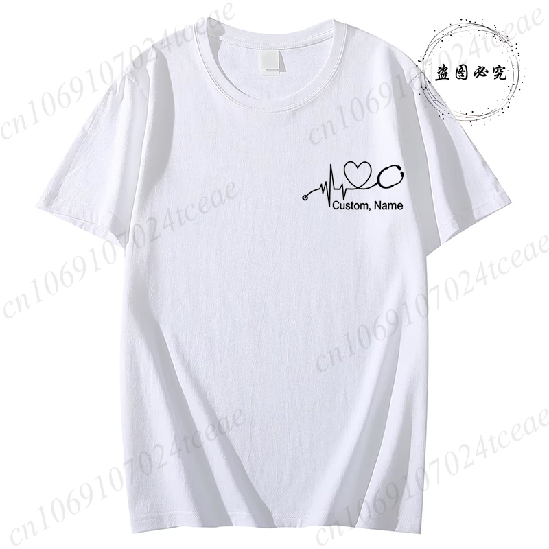 カスタム名ナースシャツ聴診器心拍 RN Tシャツ女性男性服夏 - Summer Clothing Name のレビューと価格