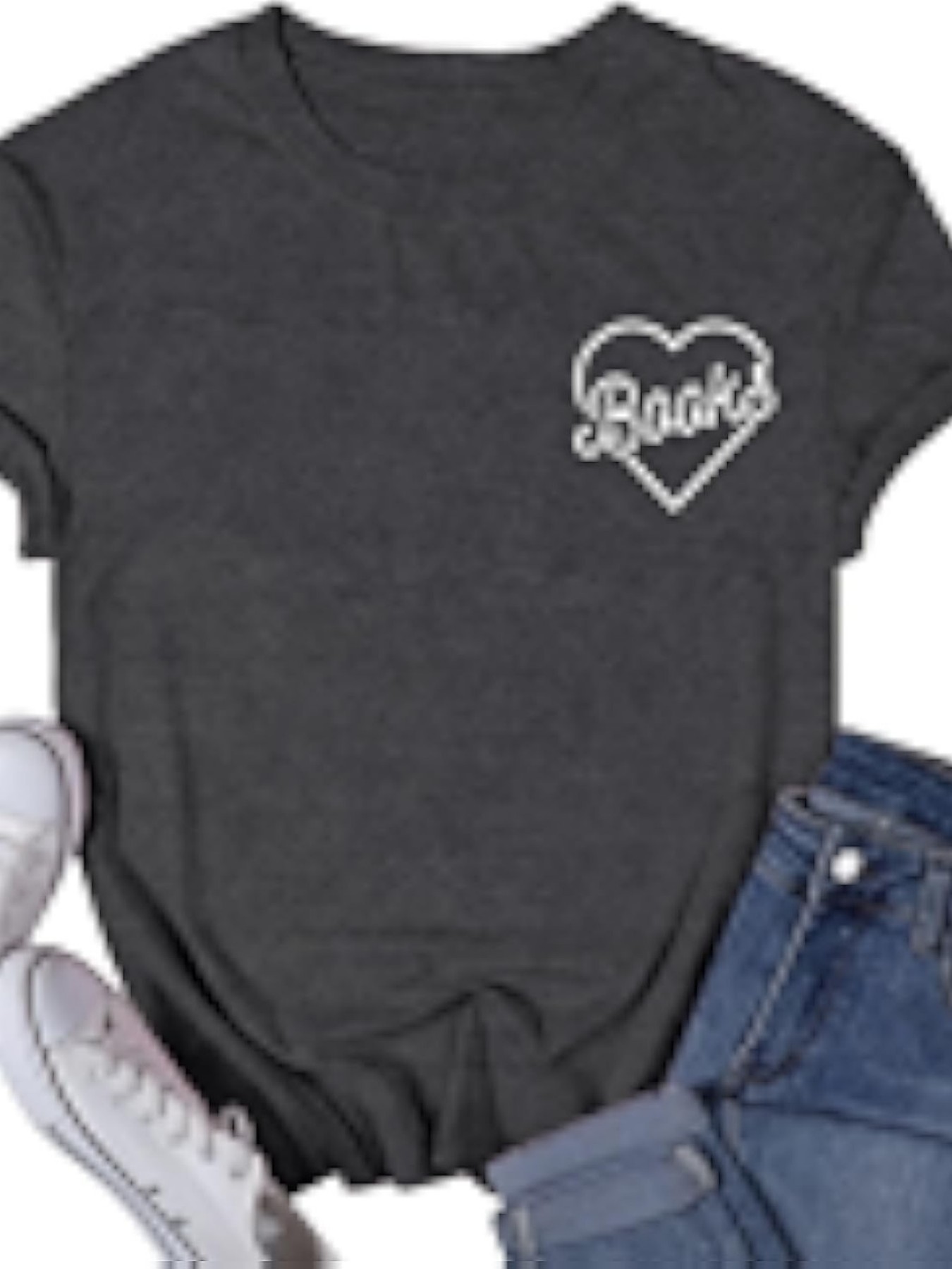 プラスサイズの女性用半袖Tシャツ ハートブックプリントデザイ - Summer Clothing Must Haves のレビューと価格