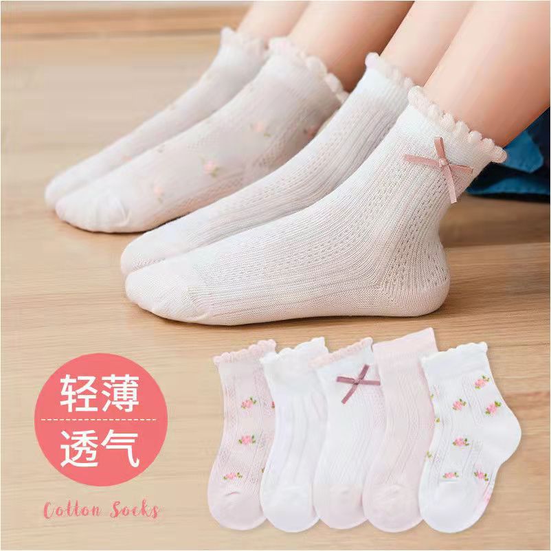 女の子の靴下かわいい花柄子供靴下 5 ペア/ロット春夏綿子供 - Summer Clothing Baby Girl のレビューと価格