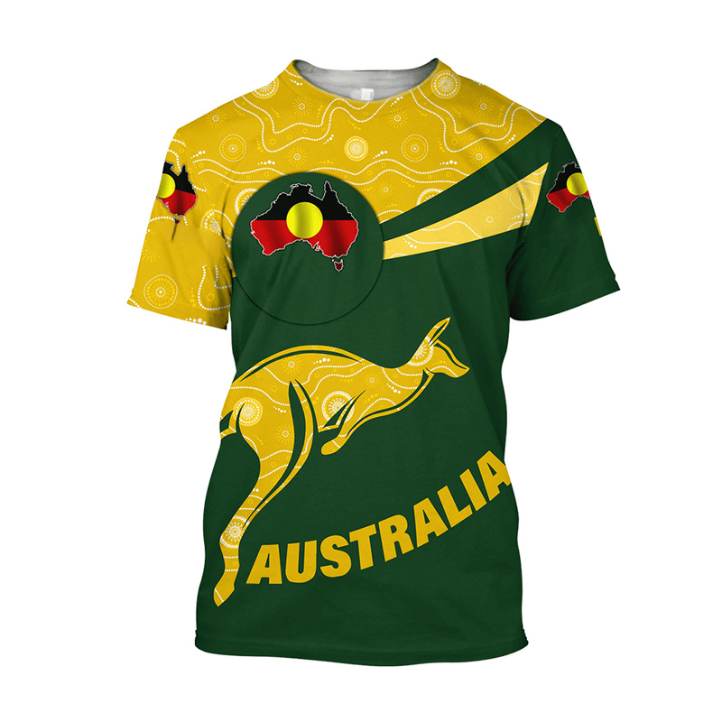 アボリジニカンガルーオーストラリアトップティーズ絵画夏メンズ - Summer Clothing Women Australia のレビューと価格