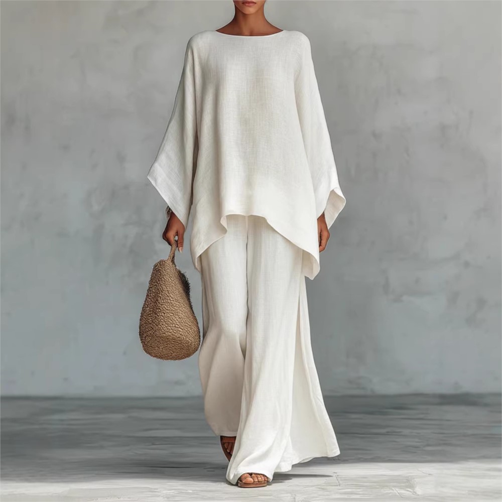 ファッションリネンルーズ長袖ワイドレッグパンツ 2 点セット - Zara Summer Clothing For Women のレビューと価格